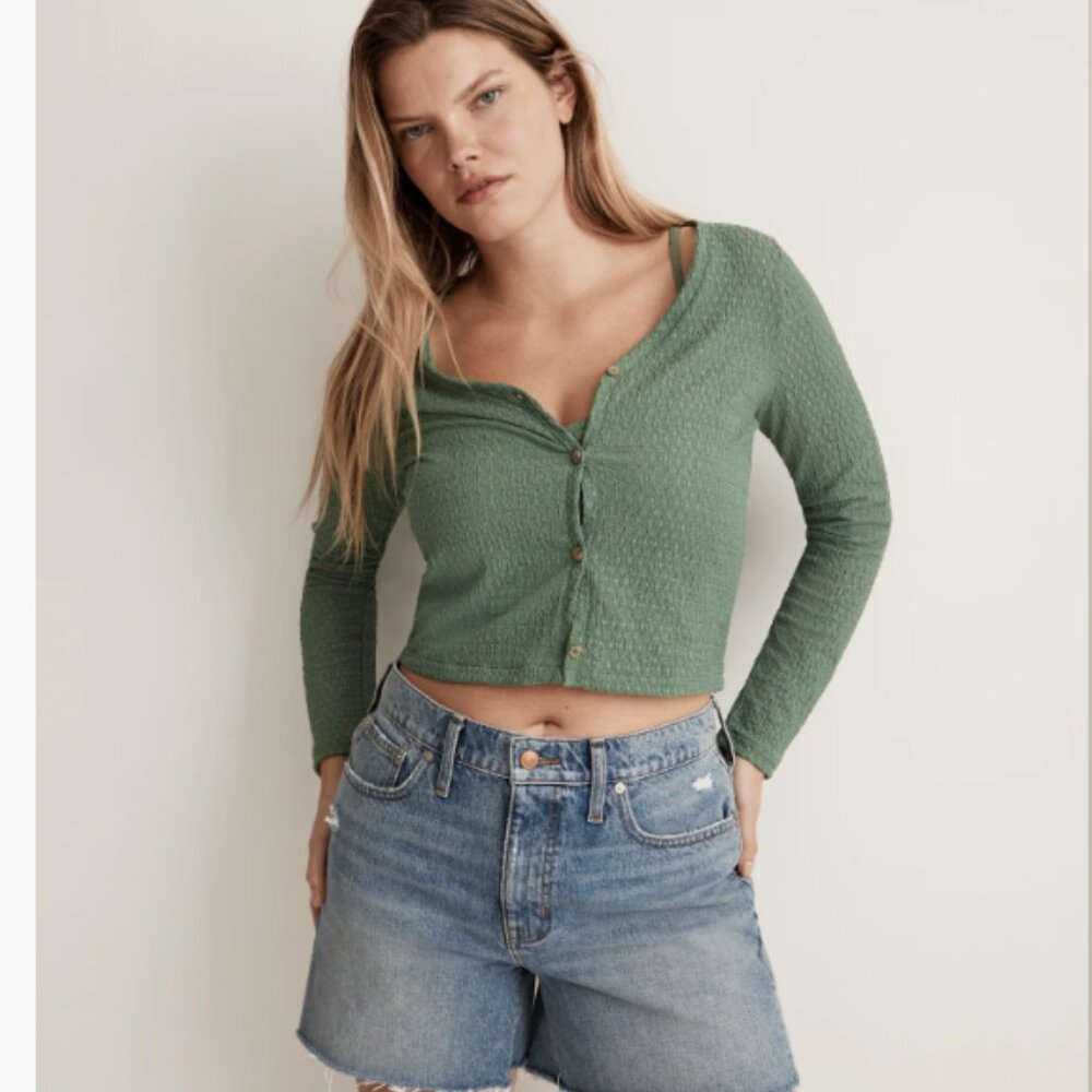 Madewell Crinkled cropped Cami Tank Top Coguette Girl